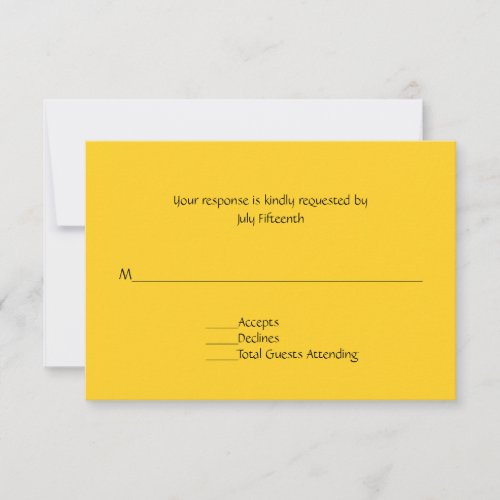 Bright Sunny Yellow Wedding RSVP Card