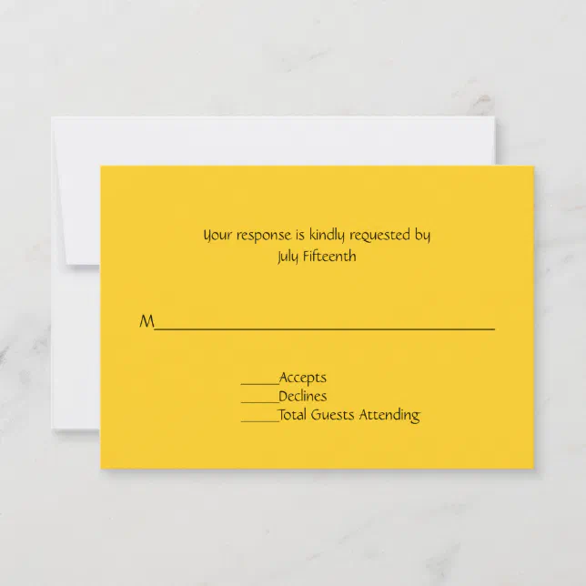 Bright Sunny Yellow Wedding RSVP Card | Zazzle