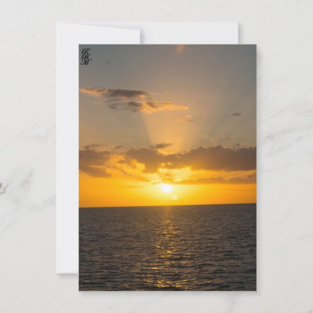 Bright Sunset on the Ocean Note Card (Front)