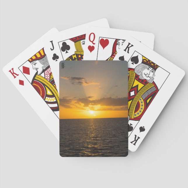 Bright Sunset on the Ocean Poker Cards (Back)
