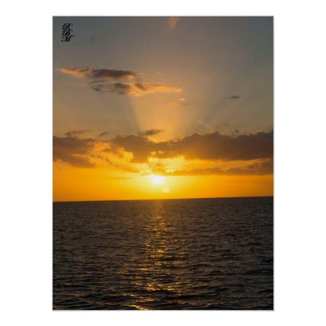 Bright Sunset on the Ocean Poster (Front)