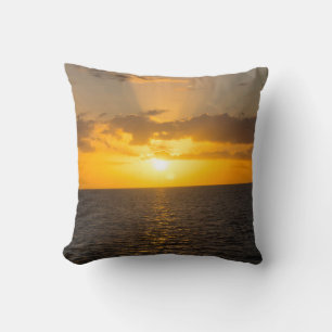 Bright Sunset on the Ocean Throw Pillow