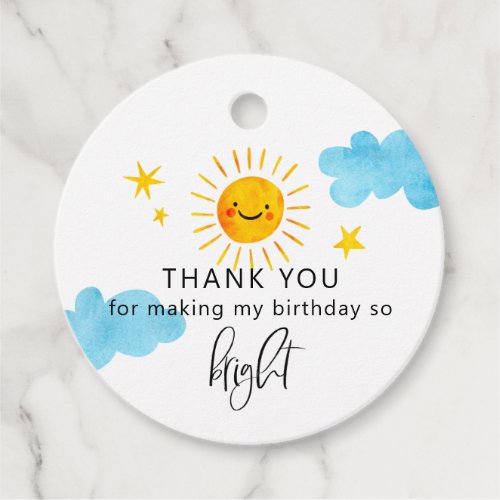 Bright Sunshine Kids Birthday Party Favor Tags