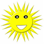 Bright Sunshine Photo Sculpture<br><div class="desc">This photo sculpture features a bright smiling yellow sun that is guaranteed to make you smile even on the most miserable days. It is on a red-hot background and has a big white smiley mouth and huge black eyes with white pupils.</div>