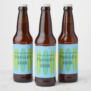 Bright Surfboards Birthday Beer Bottle Label