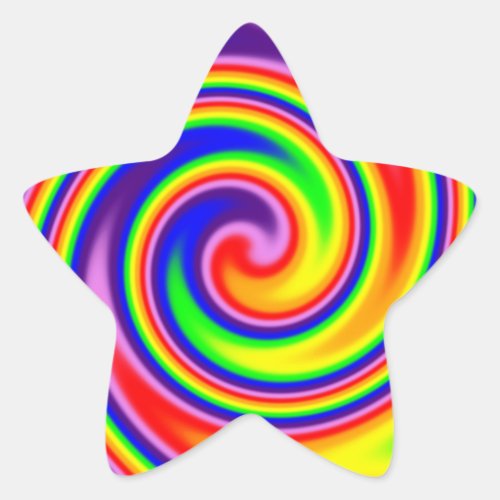 Bright Swirl of Rainbow Colors Soft Focus Spiral Star Sticker