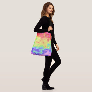 Bright Swirly Boho Hippie Trippy Groovy Rainbow Crossbody Bag
