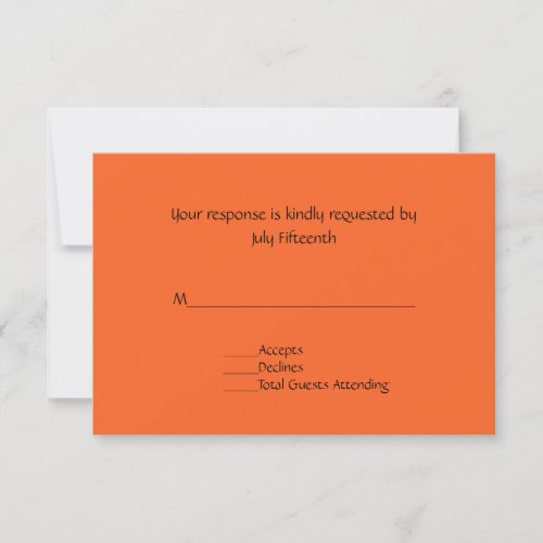 Bright Tangerine Orange Wedding RSVP Card