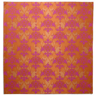 Bright Tangerine Tango Damask Orange Pink Napkin