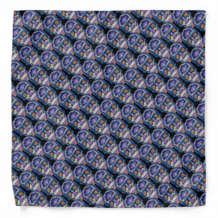 Bright Tattoo Style Sugar Skull Tiled Pattern 2 Bandana