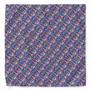 Bright Tattoo Style Sugar Skull Tiled Pattern 3 Bandana