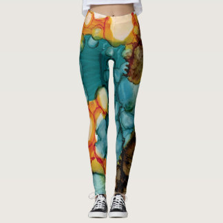 Bright Teal Abstract Leggings