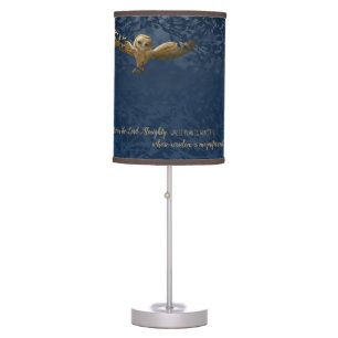 Bright Teal, Barn Owl, Moonlight Forest Table Lamp