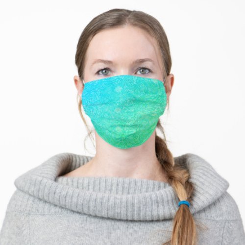 Bright Teal Blue And Green Van Gogh Swirls Adult Cloth Face Mask