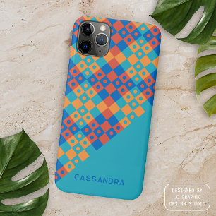 Bright Teal Blue Orange Red Midcentury Art Pattern iPhone 13 Pro Max Case