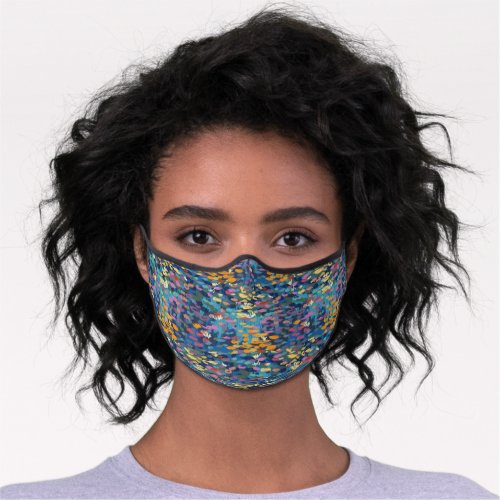 Bright Teal Blue Purple Yellow Pink Van Gogh Style Premium Face Mask