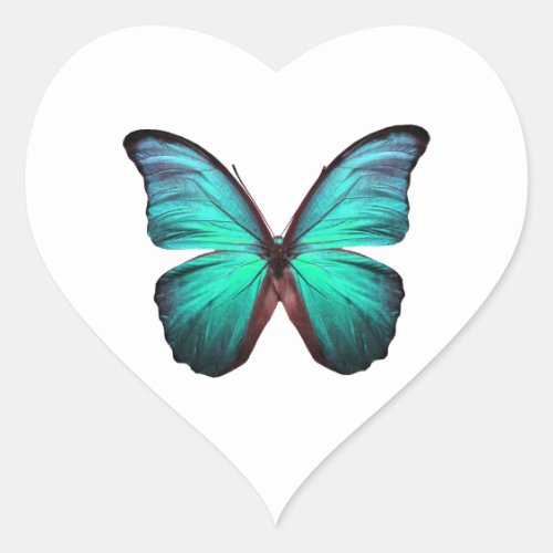 Bright Teal Butterfly Heart Sticker