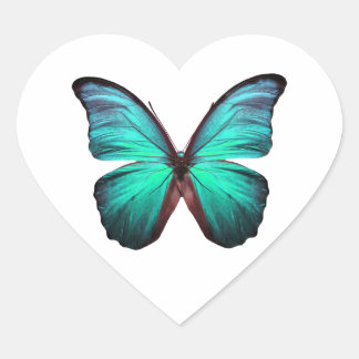 Bright Teal Butterfly Heart Sticker