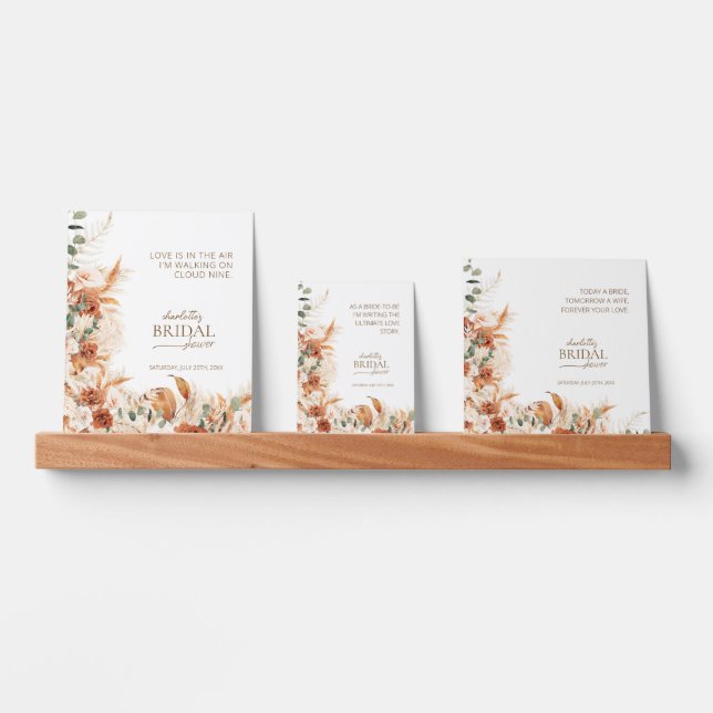 Bright Terracotta and Tequila Bridal Shower Picture Ledge (Front)