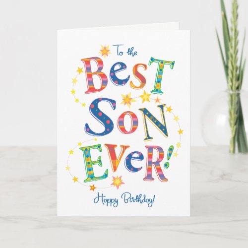 Bright Text_based Birthday Card for Best Son Ever