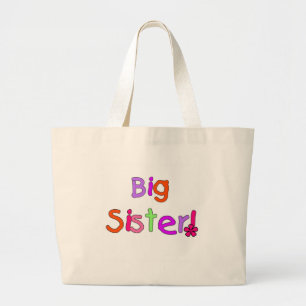 Bright Text Big Sister Large Tote Bag