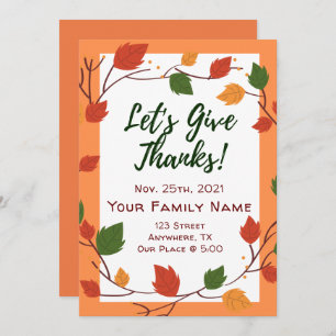 Bright Thanksgiving Invitations Autumn Fun Casual!