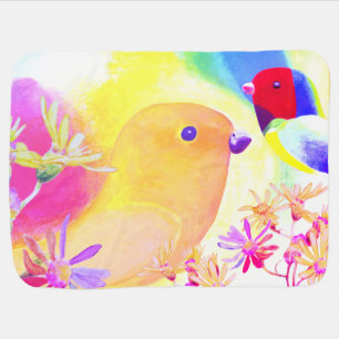 Bright Tie-Dye Birds Baby Blanket