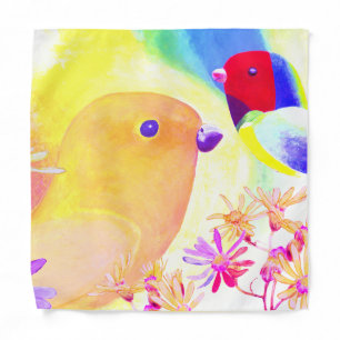 Bright Tie-Dye Birds Bandana