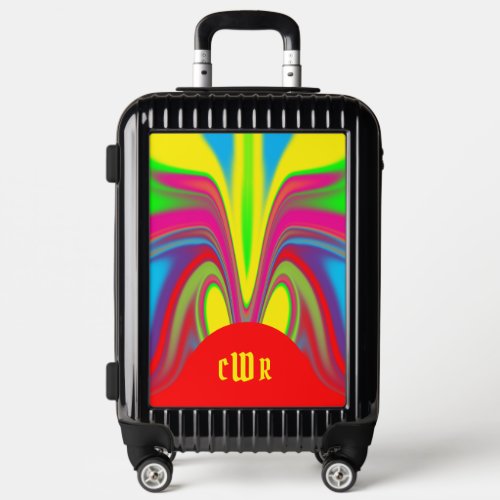 Bright Tie Dye Patterned Monogram Carryon Luggage