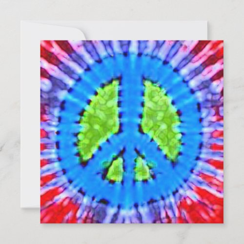 Bright Tie Dye Peace Sign Invitations