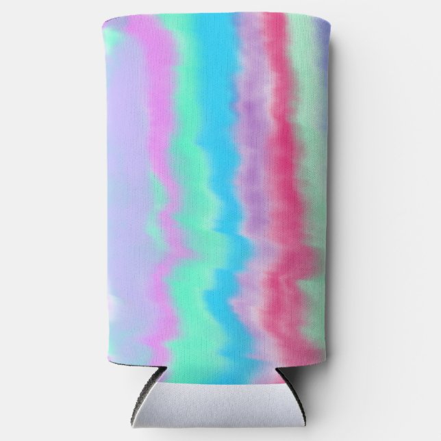 Bright Tie dye  Seltzer Can Cooler (Front)