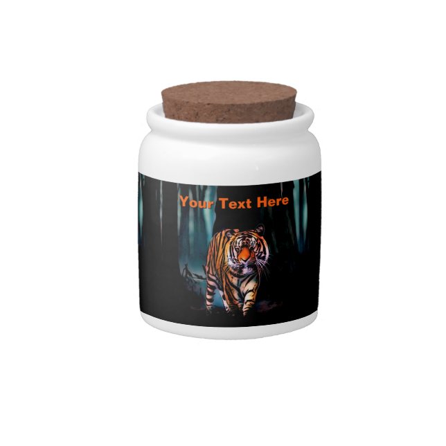 Bright Tiger Dark Forest Candy Jar (Front)