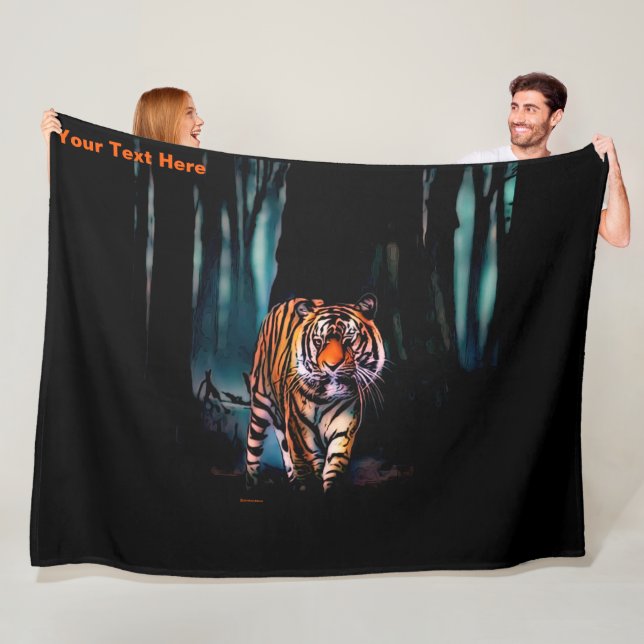 Bright Tiger Dark Forest Fleece Blanket (In Situ)