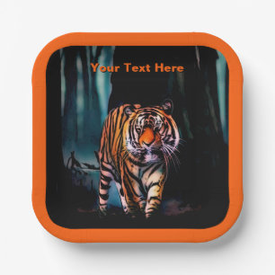 Bright Tiger Dark Forest Paper Plates