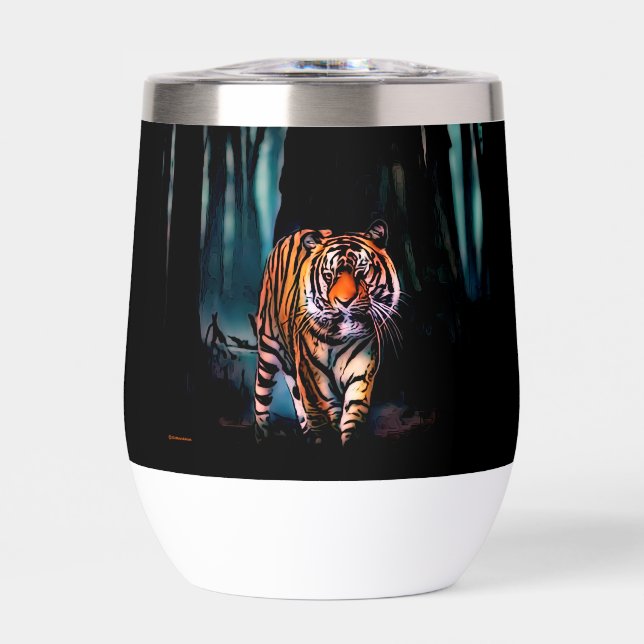 Bright Tiger Dark Forest Thermal Wine Tumbler (Front)