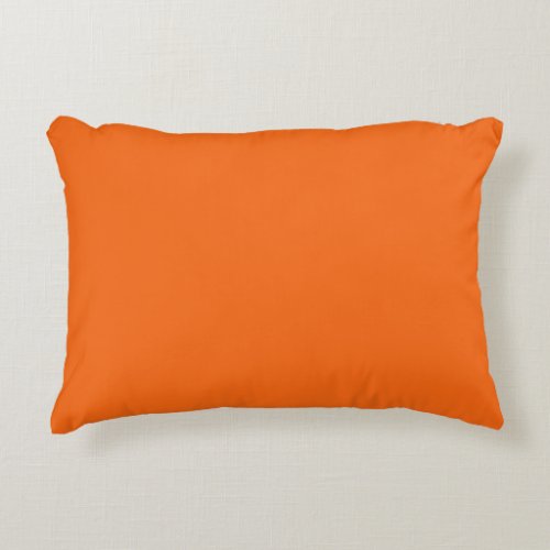 Bright Tiger Orange Solid Color Print Accent Pillow