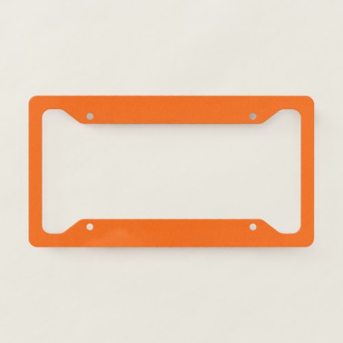 Bright Tiger Orange Solid Color Print License Plate Frame