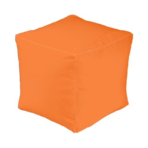 Bright Tiger Orange Solid Color Print Pouf