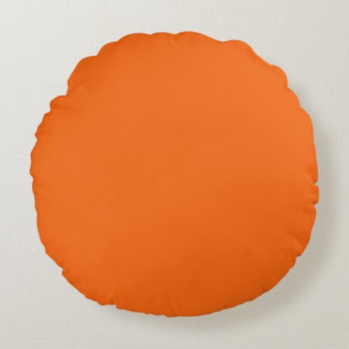 Bright Tiger Orange Solid Color Print Round Pillow