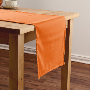 Bright Tiger Orange Solid Color Print Short Table Runner