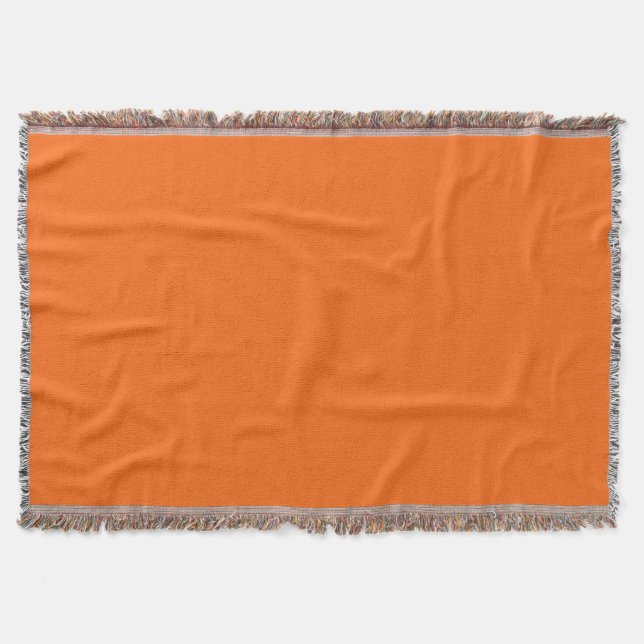 Bright Tiger Orange Solid Color Print Throw Blanket (Front)