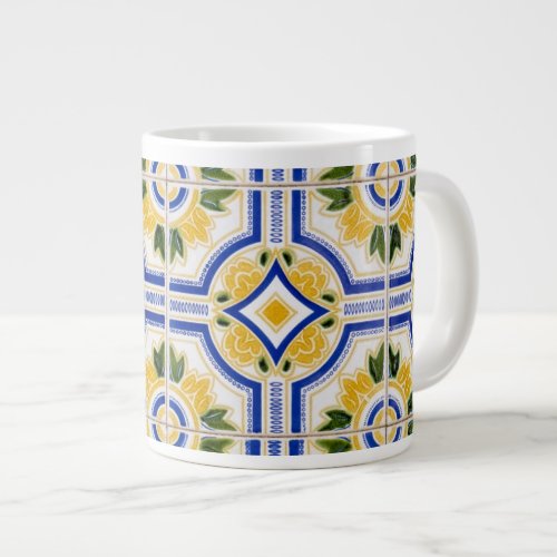 Bright tile pattern Portugal Large Coffee Mug