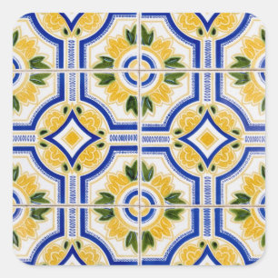 Bright tile pattern, Portugal Square Sticker