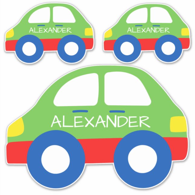 Bright Toy Cars Personalized Sticker (Front)