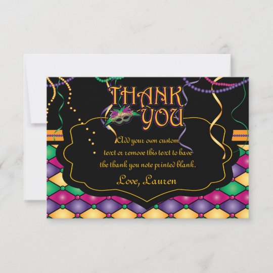 Bright Traditional Mardi Gras Thank You Cards | Zazzle.com