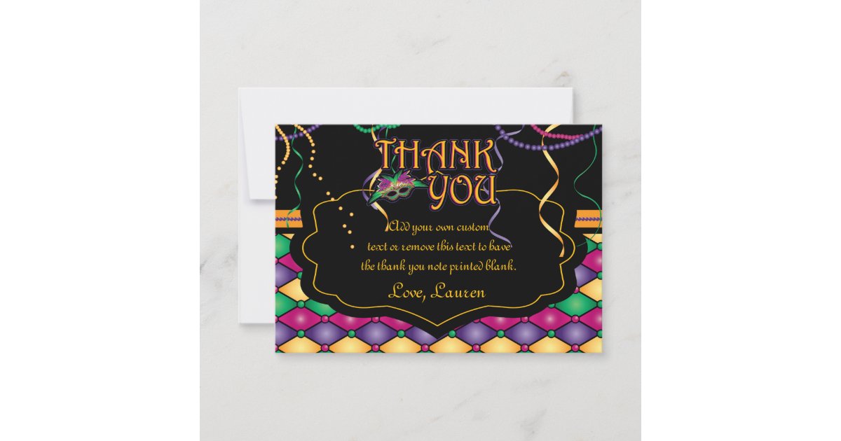 Bright Traditional Mardi Gras Thank You Cards | Zazzle.com