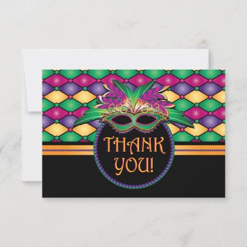 Bright Traditional Mardi Gras Thank You Cards | Zazzle