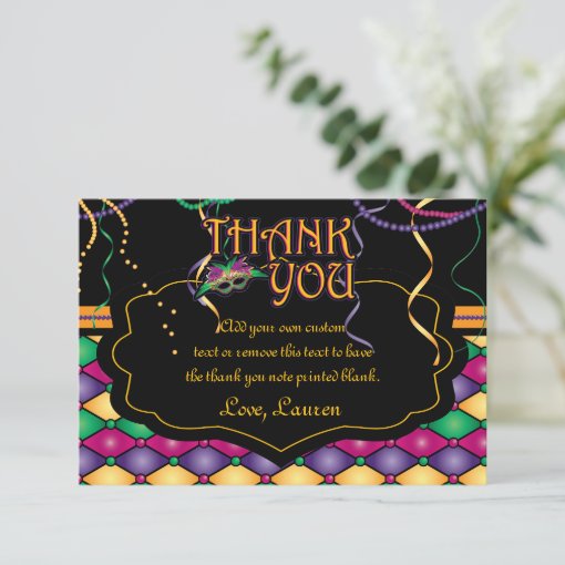 Bright Traditional Mardi Gras Thank You Cards | Zazzle