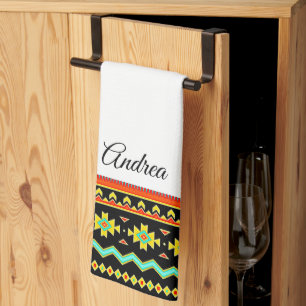 Bright tribal design personalized  kitchen towel
