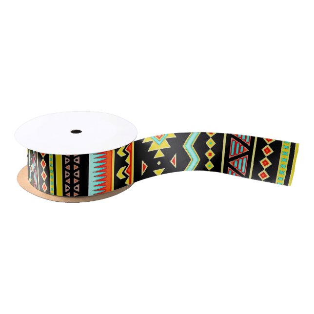 Bright tribal design satin ribbon (Spool)